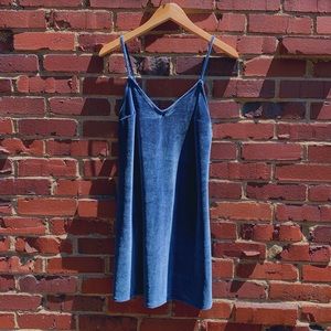 Sapphire Blue Velvet Mini Shift Dress
